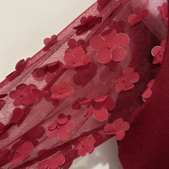 SIONI MILANO SWEATER WITH EMBELLISHMENTS ON THE SLEEVES MEDIUM CRIMSON WINE - Picture 2 of 7